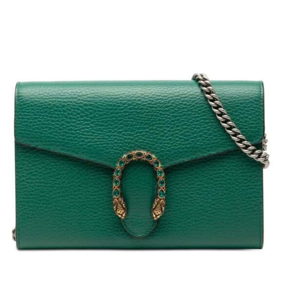 GUCCI Authentic Green Leather Shoulder Bag